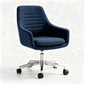 Bureau stoel van stof in donkerblauw met wieltjes en verstelbare hoogte 50 x 55 x 85cm