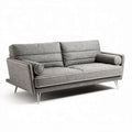 Grijs stoffen bank met metalen poten en ronde kussens 200 x 90 x 85cm