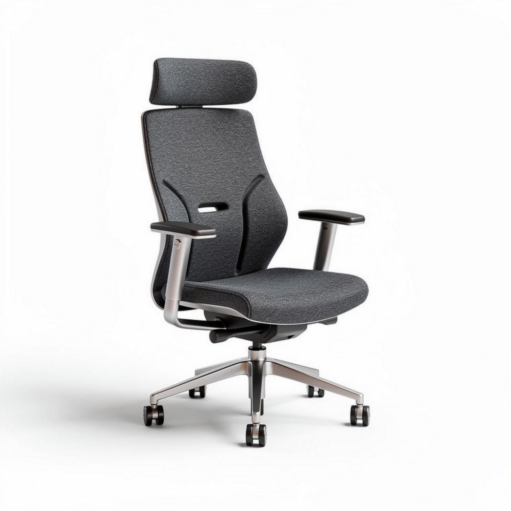 Ergonomische bureaustoel met verstelbare hoofdsteun en armleuningen grijs 60 x 60 x 110cm