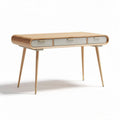 Houten bureau met drie lades en gouden accenten 120 x 60 x 75cm
