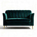 Groene velours loveseat met gouden poten afmetingen 150 x 80 x 85cm