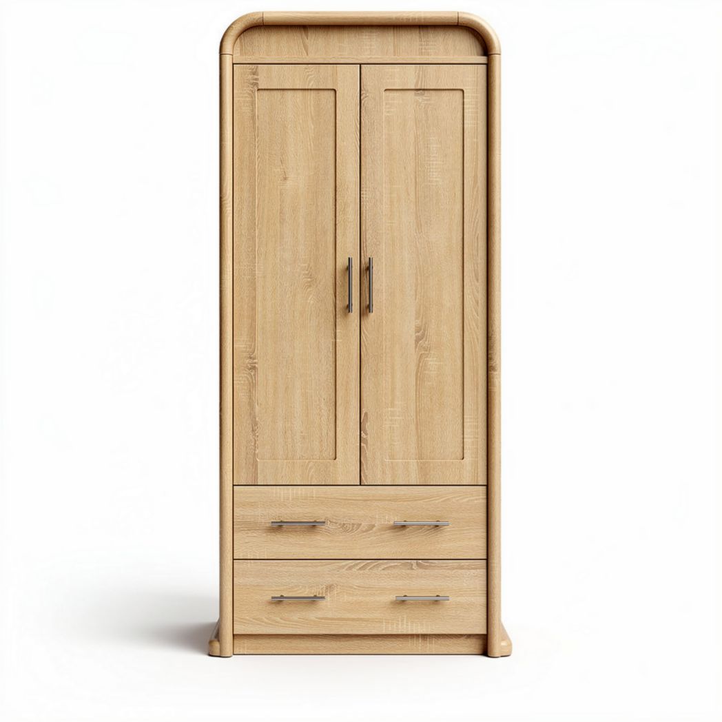 Houten kledingkast met twee deuren en twee lades 180 x 80 x 50cm