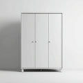 Kast van grijs hout met drie deuren en houten poten 150 x 75 x 200cm