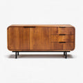 Eikenhouten dressoir met metalen poten en drie lades 150 x 45 x 75cm