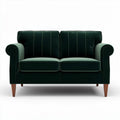 Groen leren bankstel met houten poten 150 x 80 x 70cm voor woonkamer