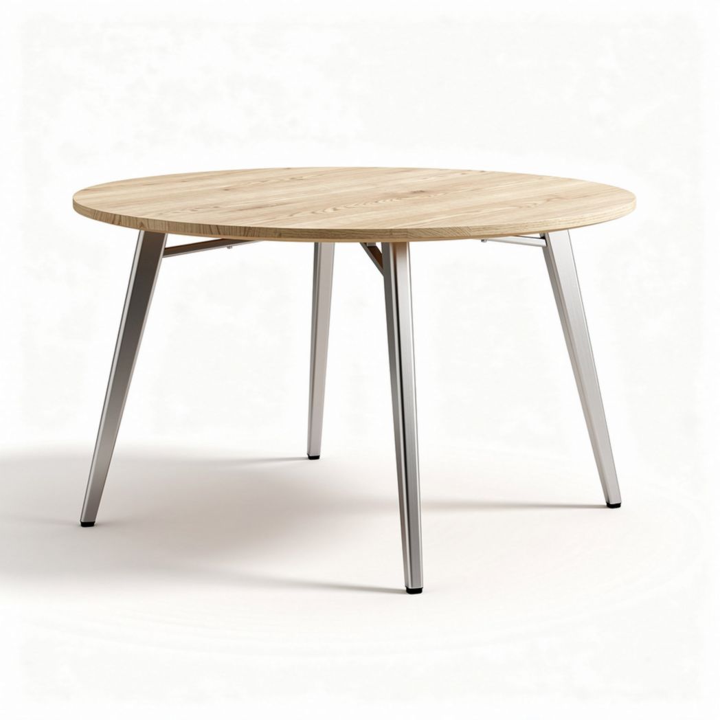 Ronde houten eettafel met metalen poten 120 x 120 x 75 cm naturel