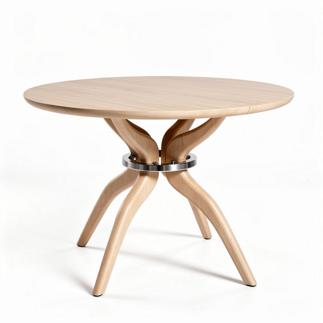 Ronde eettafel van massief hout met staal accent 80 x 80 x 75cm